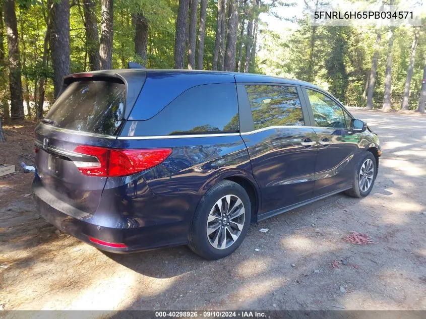 2023 Honda Odyssey Ex-L VIN: 5FNRL6H65PB034571 Lot: 40298926