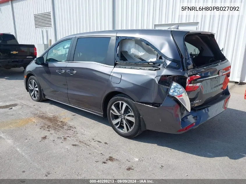 2023 Honda Odyssey Touring VIN: 5FNRL6H80PB027092 Lot: 40299213