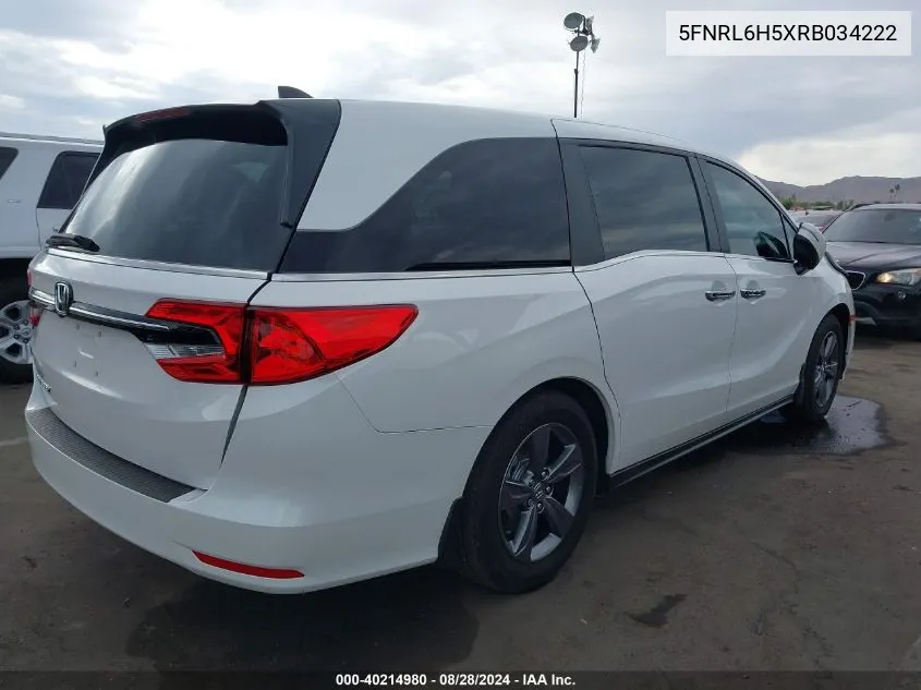 2024 Honda Odyssey Ex VIN: 5FNRL6H5XRB034222 Lot: 40214980