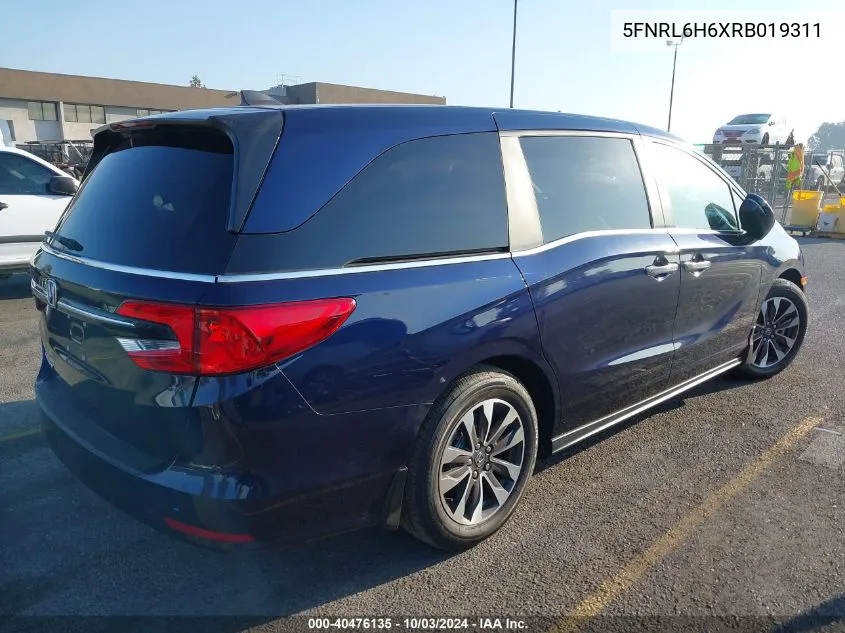 2024 Honda Odyssey Ex-L VIN: 5FNRL6H6XRB019311 Lot: 40476135