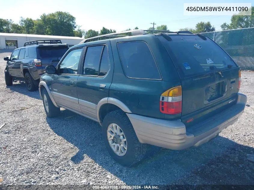 2000 Honda Passport Ex/Lx VIN: 4S6DM58W5Y4411090 Lot: 40431598