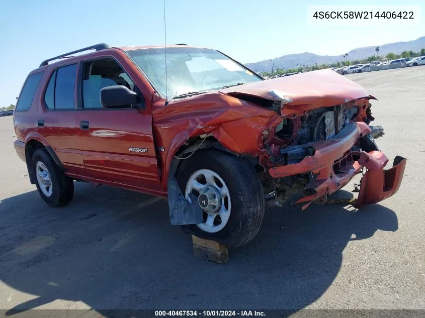 2001 Honda Passport Ex/Lx VIN: 4S6CK58W214406422 Lot: 40467534