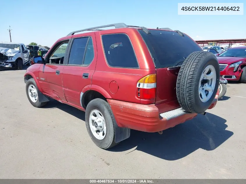 2001 Honda Passport Ex/Lx VIN: 4S6CK58W214406422 Lot: 40467534