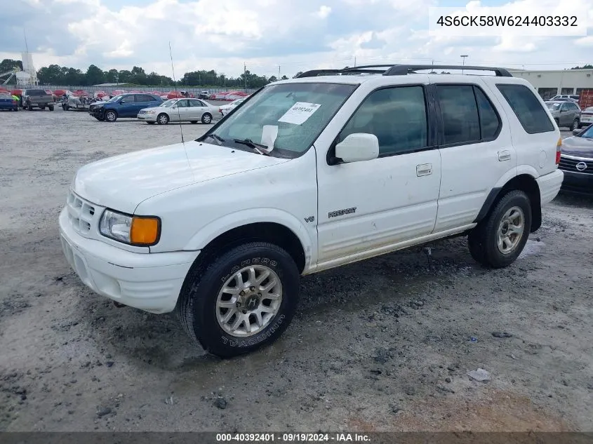 2002 Honda Passport Ex/Ex W/Luxury Pkg/Lx VIN: 4S6CK58W624403332 Lot: 40392401