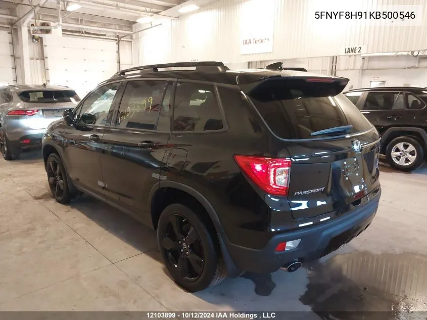 2019 Honda Passport VIN: 5FNYF8H91KB500546 Lot: 12103899