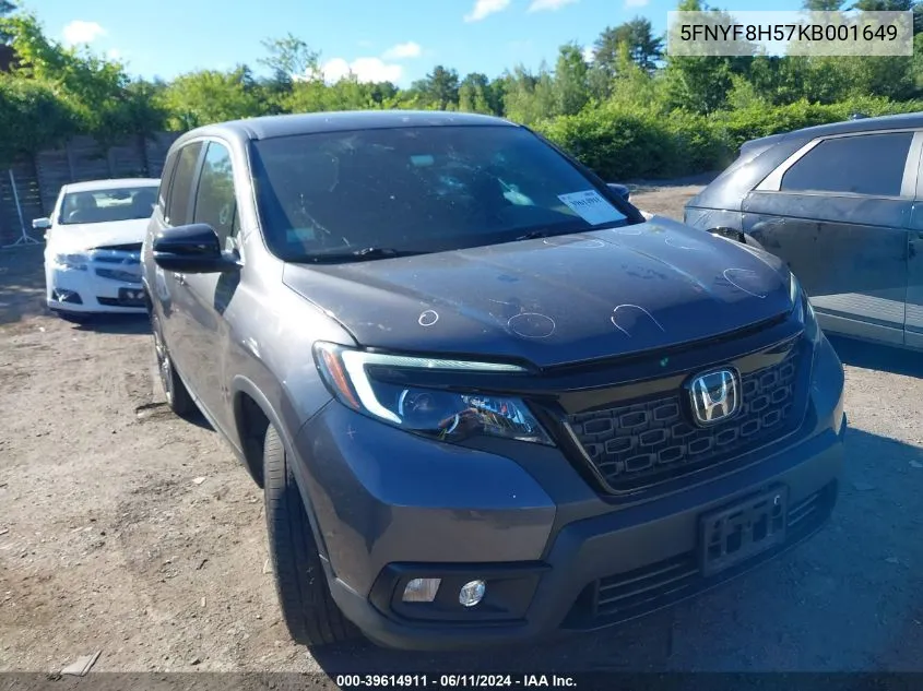 2019 Honda Passport Ex-L VIN: 5FNYF8H57KB001649 Lot: 39614911