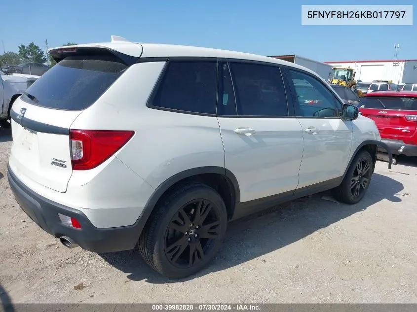 2019 Honda Passport Sport VIN: 5FNYF8H26KB017797 Lot: 39982828