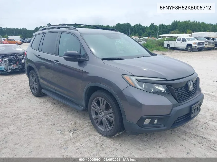 2019 Honda Passport Ex-L VIN: 5FNYF8H52KB006712 Lot: 40005990