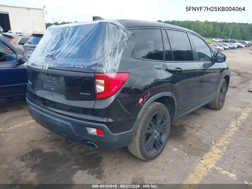 2019 Honda Passport Sport VIN: 5FNYF7H25KB004064 Lot: 40163019