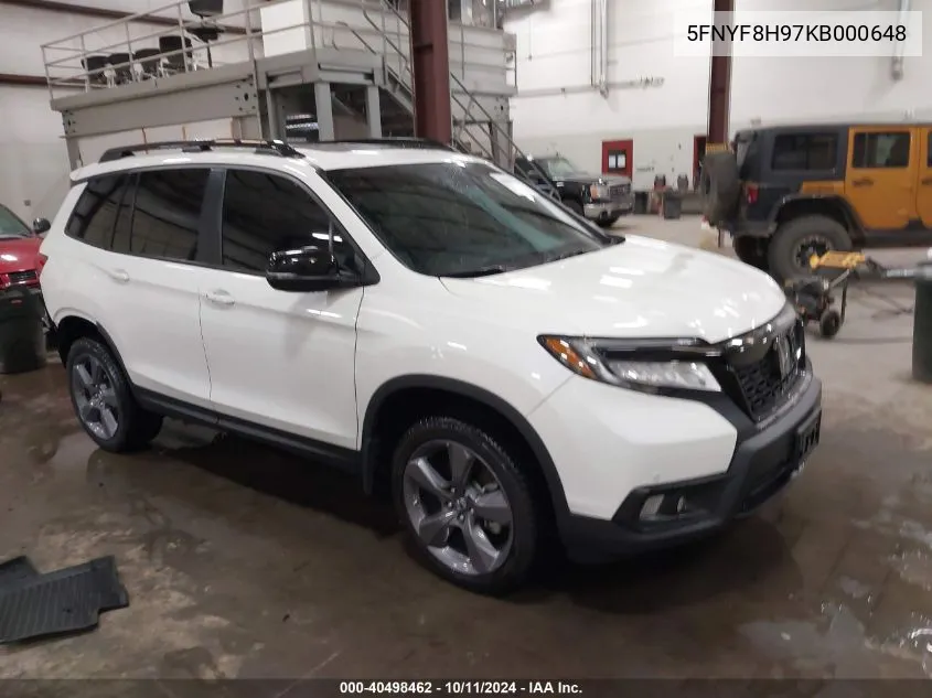 2019 Honda Passport Touring VIN: 5FNYF8H97KB000648 Lot: 40498462