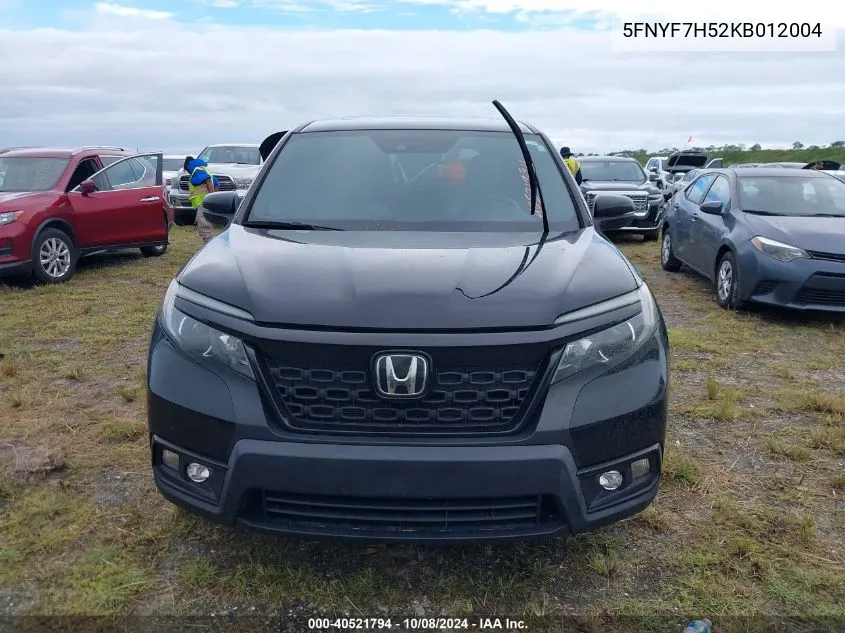 2019 Honda Passport Ex-L VIN: 5FNYF7H52KB012004 Lot: 40521794