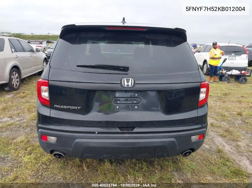 2019 Honda Passport Ex-L VIN: 5FNYF7H52KB012004 Lot: 40521794