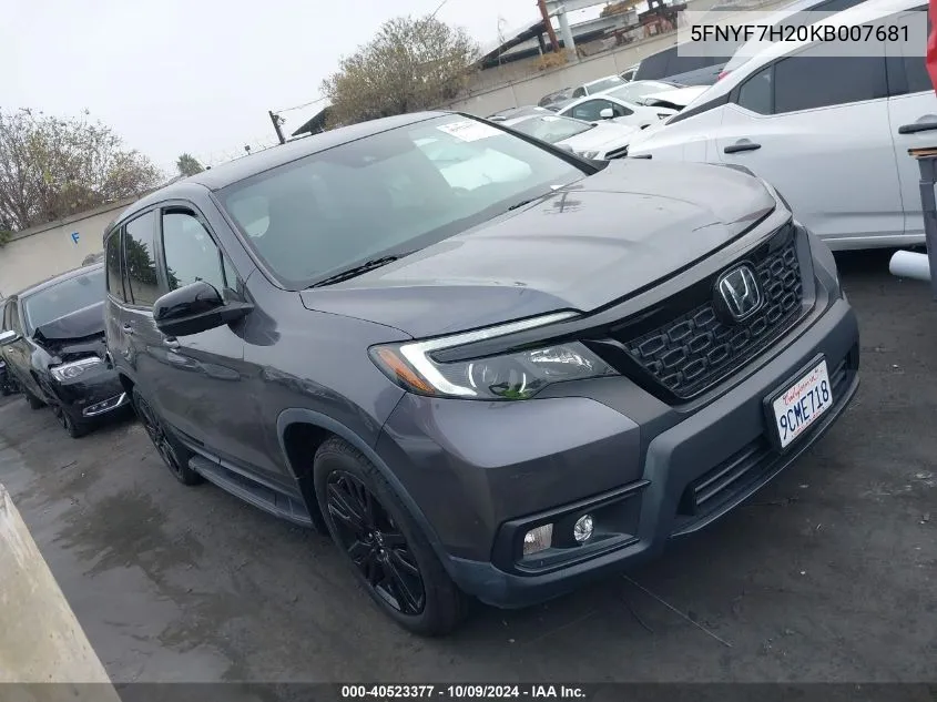 2019 Honda Passport Sport VIN: 5FNYF7H20KB007681 Lot: 40523377