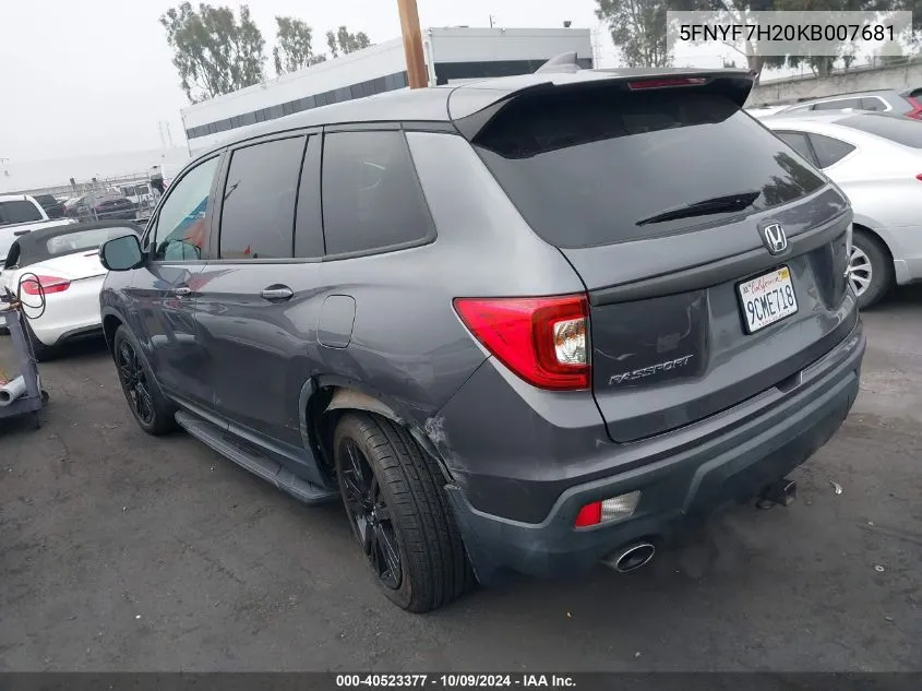 2019 Honda Passport Sport VIN: 5FNYF7H20KB007681 Lot: 40523377