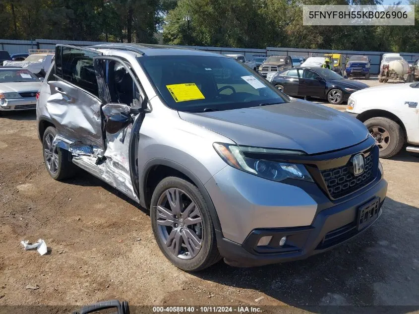 2019 Honda Passport Ex-L VIN: 5FNYF8H55KB026906 Lot: 40588140