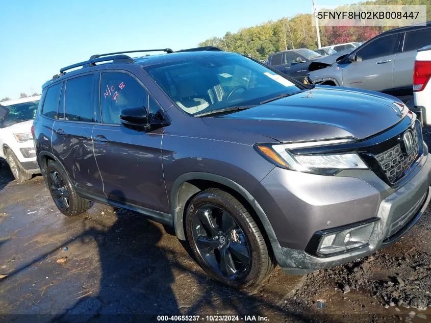 2019 Honda Passport Elite VIN: 5FNYF8H02KB008447 Lot: 40655237