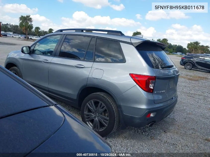 2019 Honda Passport Touring VIN: 5FNYF8H95KB011678 Lot: 40730515