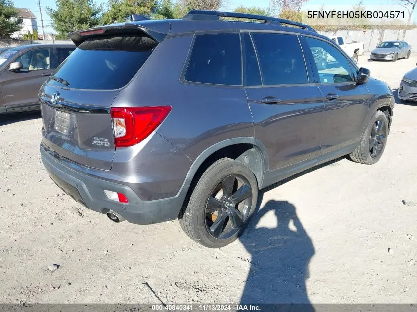 2019 Honda Passport Elite VIN: 5FNYF8H05KB004571 Lot: 40840341