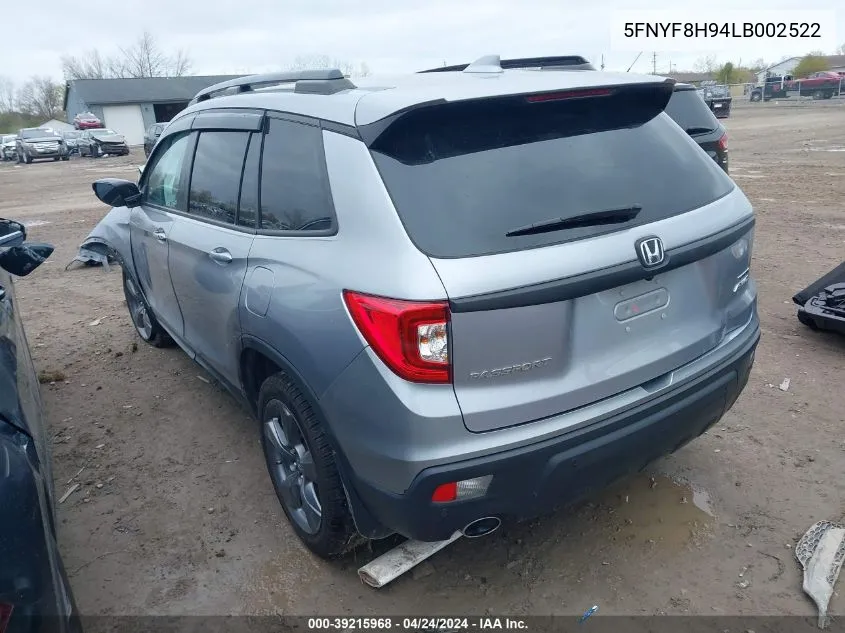 2020 Honda Passport Awd Touring VIN: 5FNYF8H94LB002522 Lot: 39215968