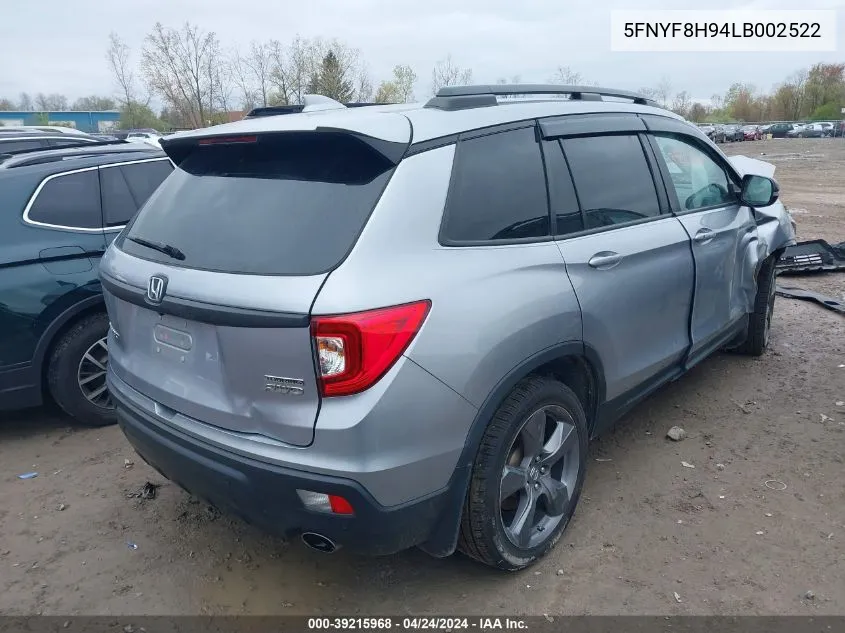 2020 Honda Passport Awd Touring VIN: 5FNYF8H94LB002522 Lot: 39215968