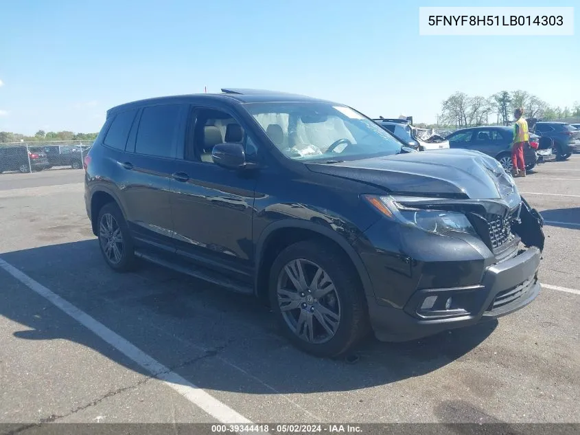 2020 Honda Passport Awd Ex-L VIN: 5FNYF8H51LB014303 Lot: 39344418