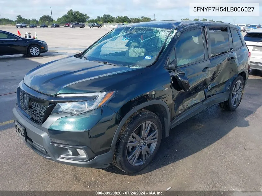 2020 Honda Passport 2Wd Ex-L VIN: 5FNYF7H54LB006027 Lot: 39920826