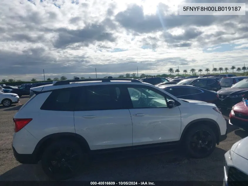 2020 Honda Passport Elite VIN: 5FNYF8H00LB019187 Lot: 40516609