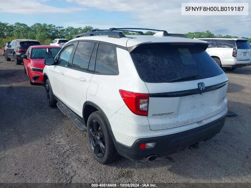 2020 Honda Passport Elite VIN: 5FNYF8H00LB019187 Lot: 40516609