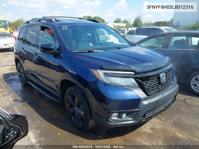 2020 Honda Passport Awd Elite VIN: 5FNYF8H05LB012316 Lot: 40532016