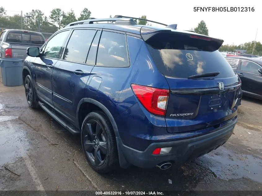 2020 Honda Passport Awd Elite VIN: 5FNYF8H05LB012316 Lot: 40532016