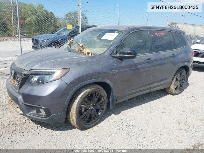 2020 Honda Passport Awd Sport VIN: 5FNYF8H26LB000435 Lot: 40533007