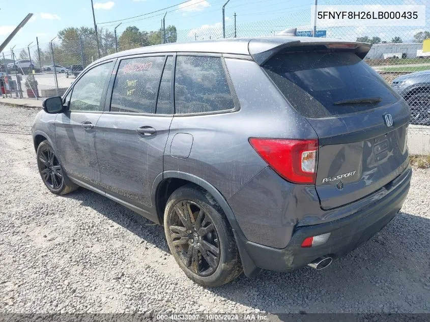 2020 Honda Passport Awd Sport VIN: 5FNYF8H26LB000435 Lot: 40533007