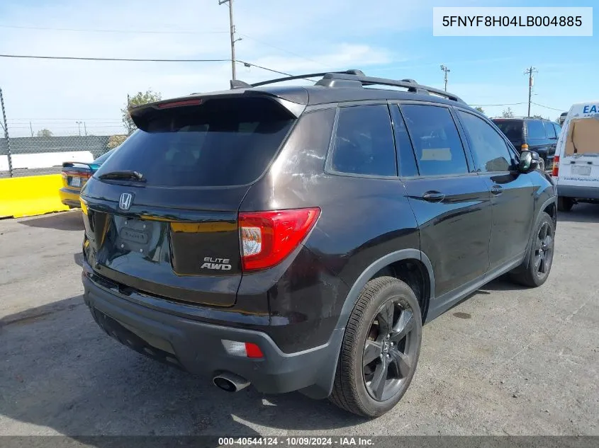 2020 Honda Passport Elite VIN: 5FNYF8H04LB004885 Lot: 40544124