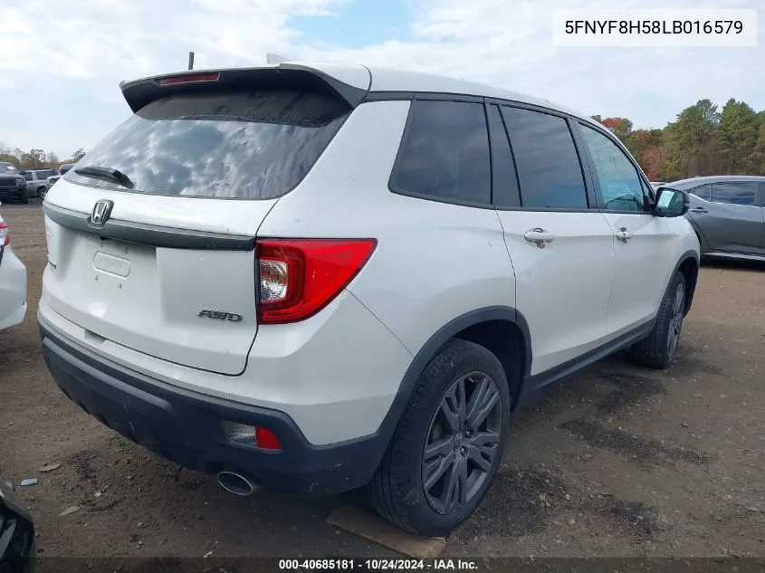 2020 Honda Passport Exl VIN: 5FNYF8H58LB016579 Lot: 40685181