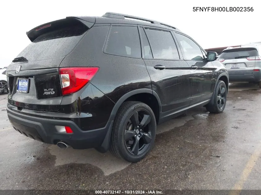 2020 Honda Passport Awd Elite VIN: 5FNYF8H00LB002356 Lot: 40732147