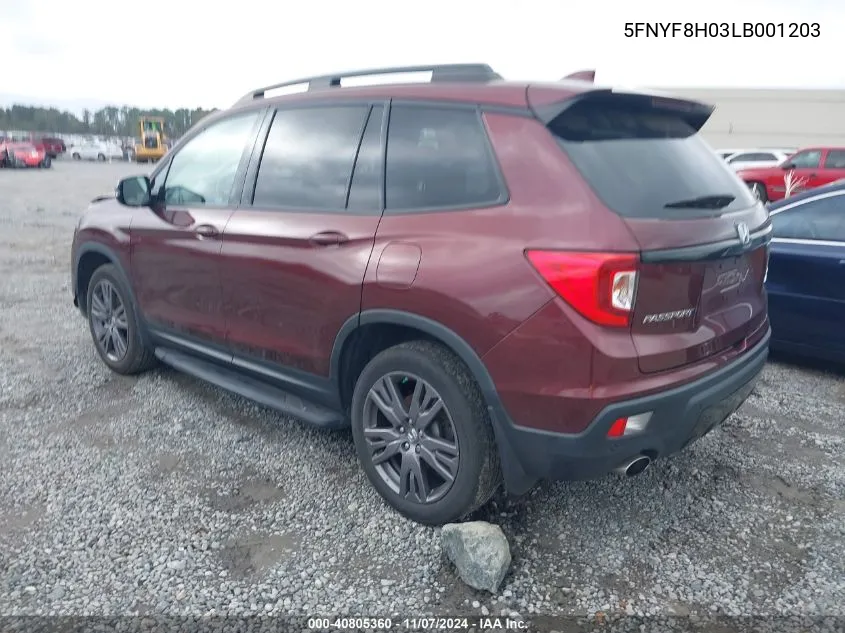 2020 Honda Passport Awd Elite VIN: 5FNYF8H03LB001203 Lot: 40805360