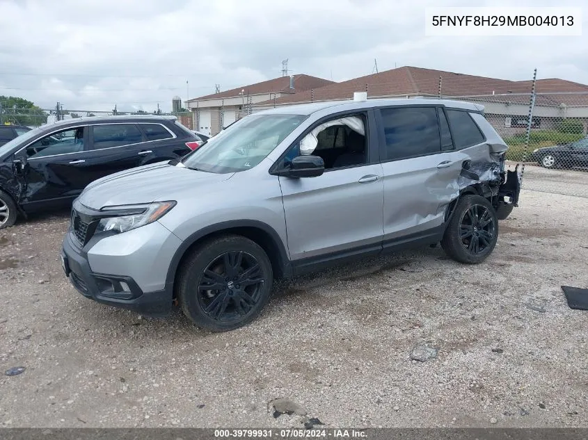 2021 Honda Passport Awd Sport VIN: 5FNYF8H29MB004013 Lot: 39799931