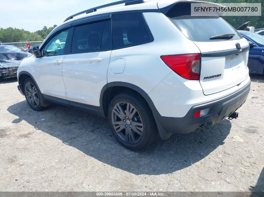 2021 Honda Passport 2Wd Ex-L VIN: 5FNYF7H56MB007780 Lot: 39983809