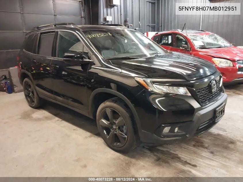 2021 Honda Passport Awd Elite VIN: 5FNYF8H07MB012951 Lot: 40073228