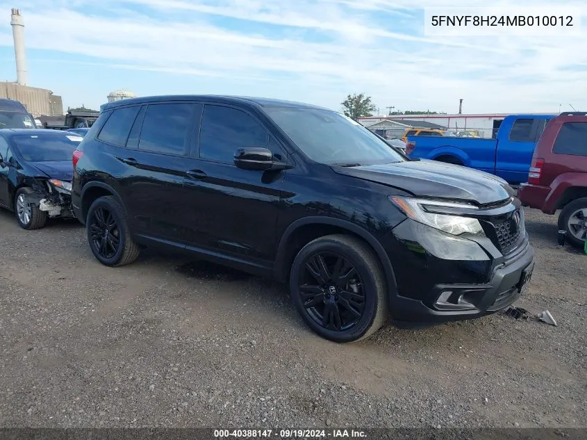 2021 Honda Passport Awd Sport VIN: 5FNYF8H24MB010012 Lot: 40388147