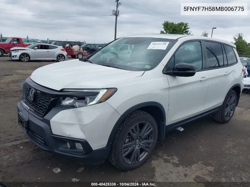 2021 Honda Passport 2Wd Ex-L VIN: 5FNYF7H58MB006775 Lot: 40425338