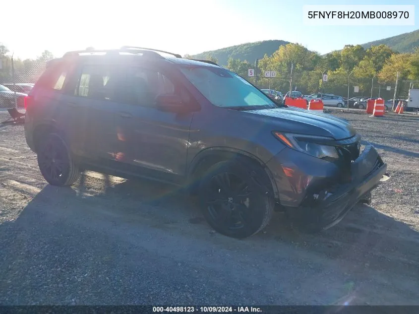 2021 Honda Passport Sport VIN: 5FNYF8H20MB008970 Lot: 40498123