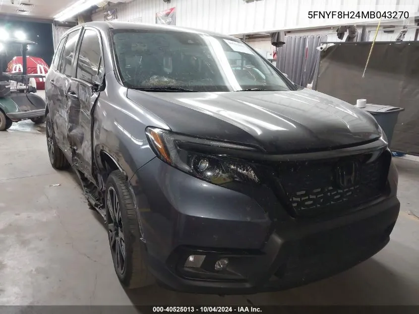 2021 Honda Passport Awd Sport VIN: 5FNYF8H24MB043270 Lot: 40525013