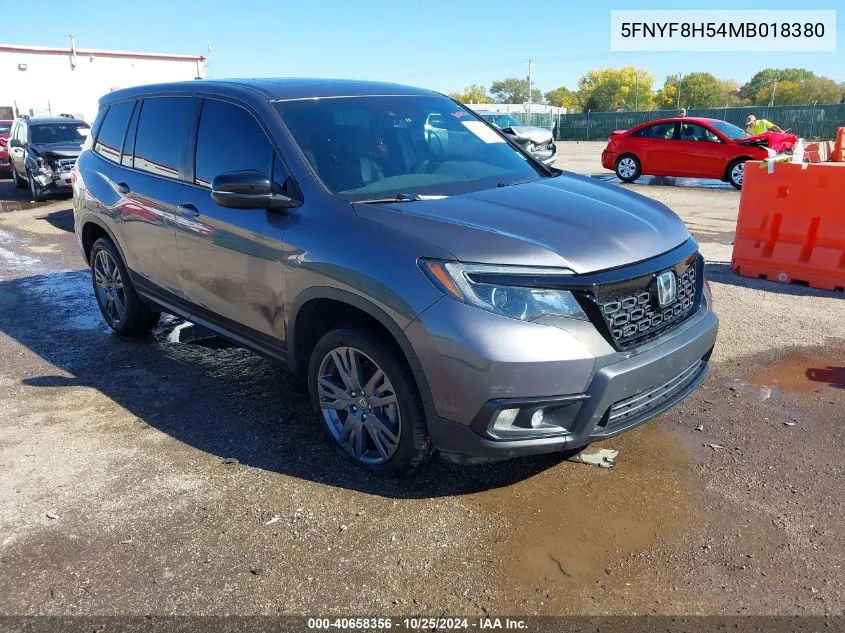 2021 Honda Passport Awd Ex-L VIN: 5FNYF8H54MB018380 Lot: 40658356