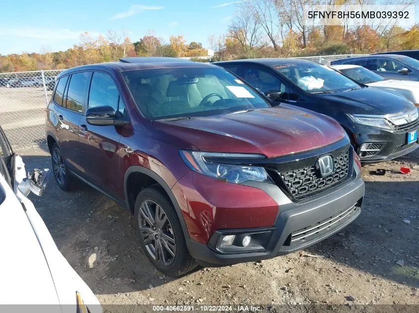 2021 Honda Passport Awd Ex-L VIN: 5FNYF8H56MB039392 Lot: 40662591