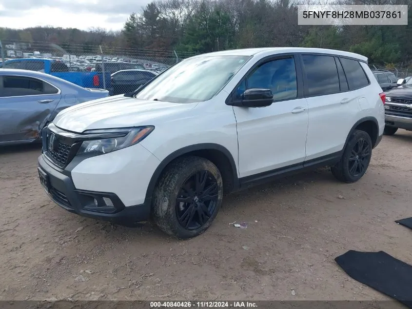 2021 Honda Passport Awd Sport VIN: 5FNYF8H28MB037861 Lot: 40840426