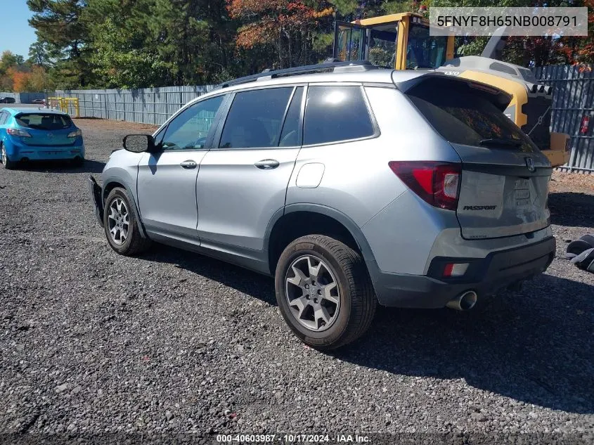 2022 Honda Passport Awd Trailsport VIN: 5FNYF8H65NB008791 Lot: 40603987