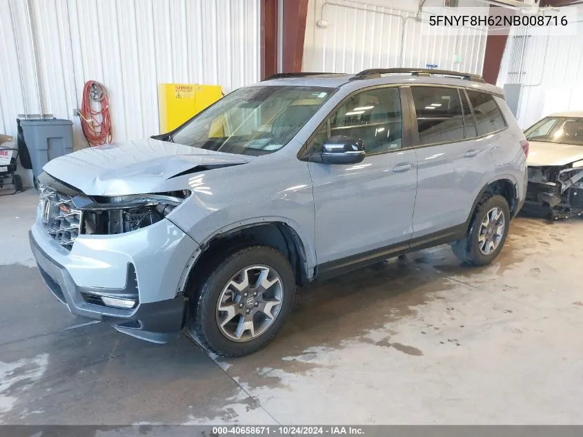 5FNYF8H62NB008716 2022 Honda Passport Awd Trailsport