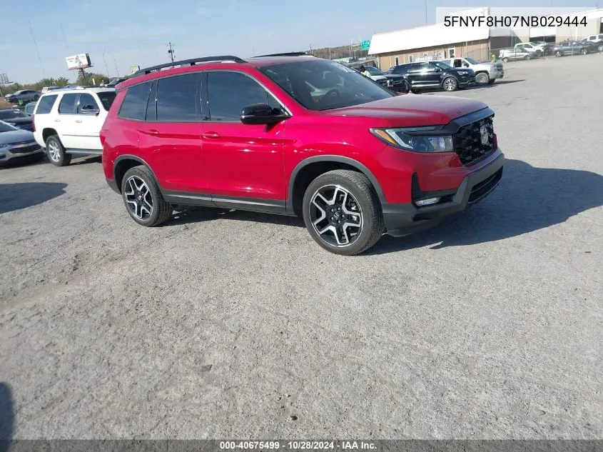 2022 Honda Passport Elite VIN: 5FNYF8H07NB029444 Lot: 40675499