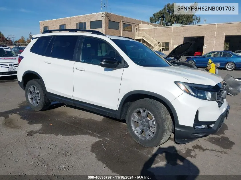 2022 Honda Passport Awd Trailsport VIN: 5FNYF8H62NB001703 Lot: 40895797